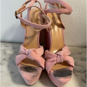 Faux suede wedge ankle strap platform